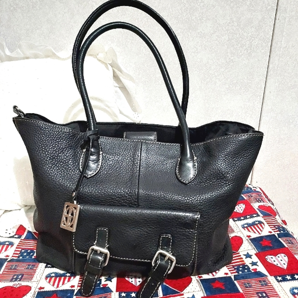 GIANI BERNINI BLACK LEATHER SHOULDER BAG